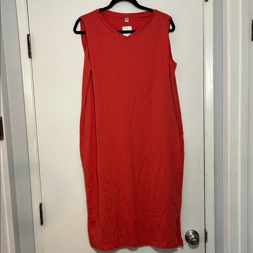 Uniqlo Sleeveless Jersey Red Medi Dress